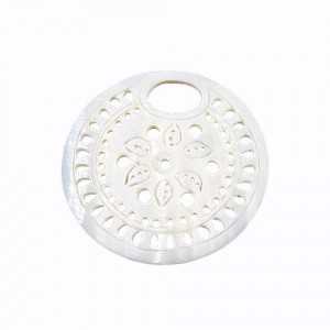 Pendant set with round white cut out shell