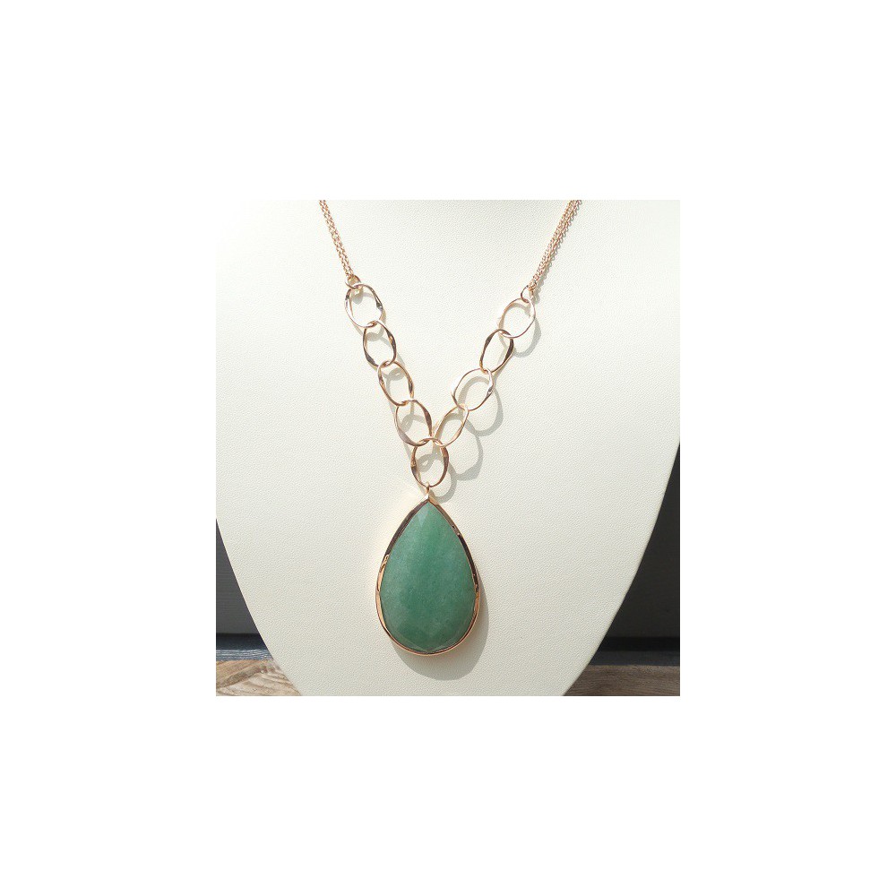 Gilded necklace with large Aventurine pendant