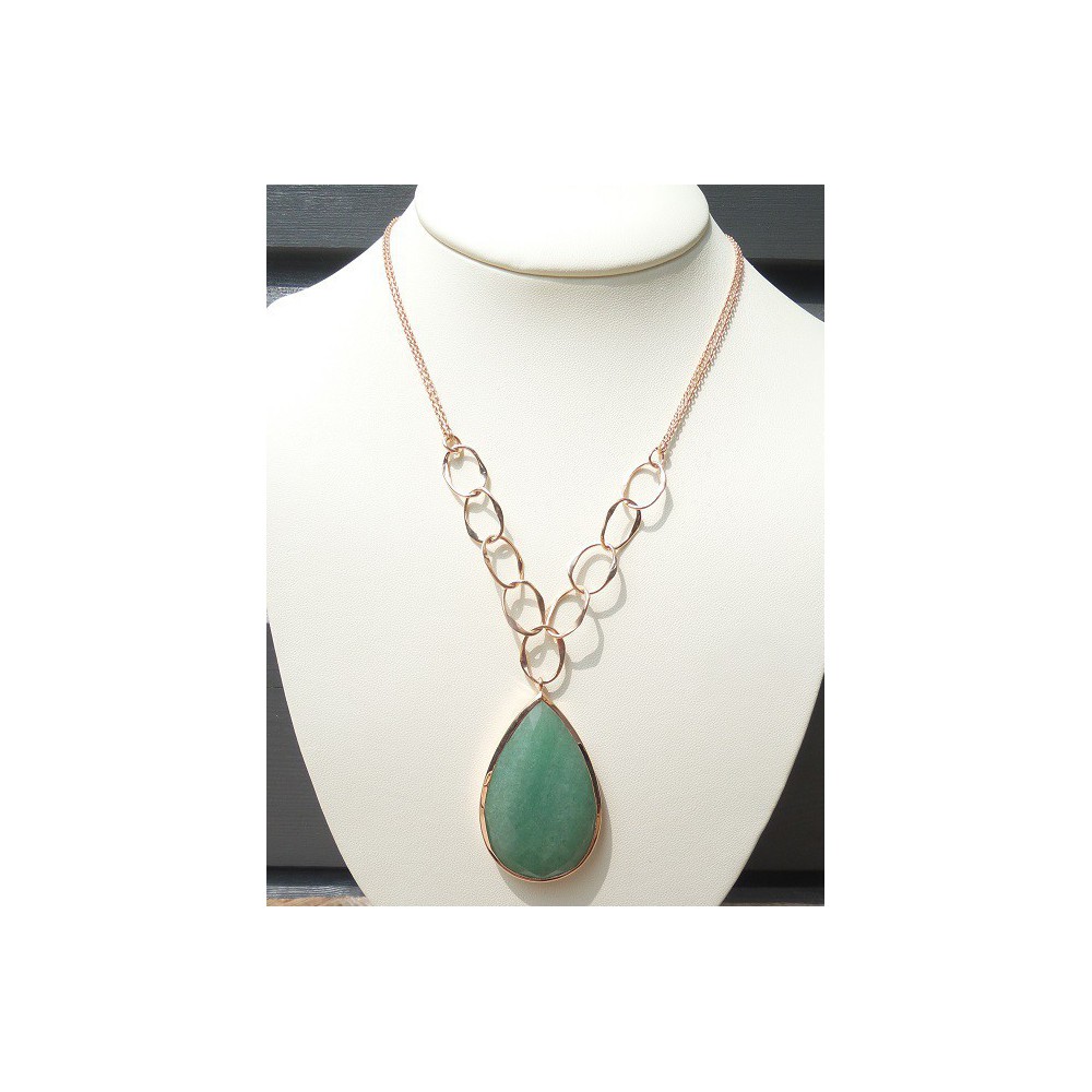 Gilded necklace with large Aventurine pendant