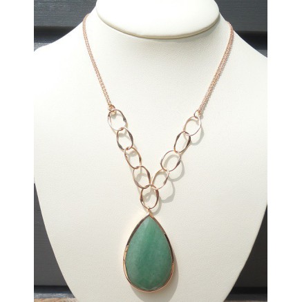 Gilded necklace with large Aventurine pendant