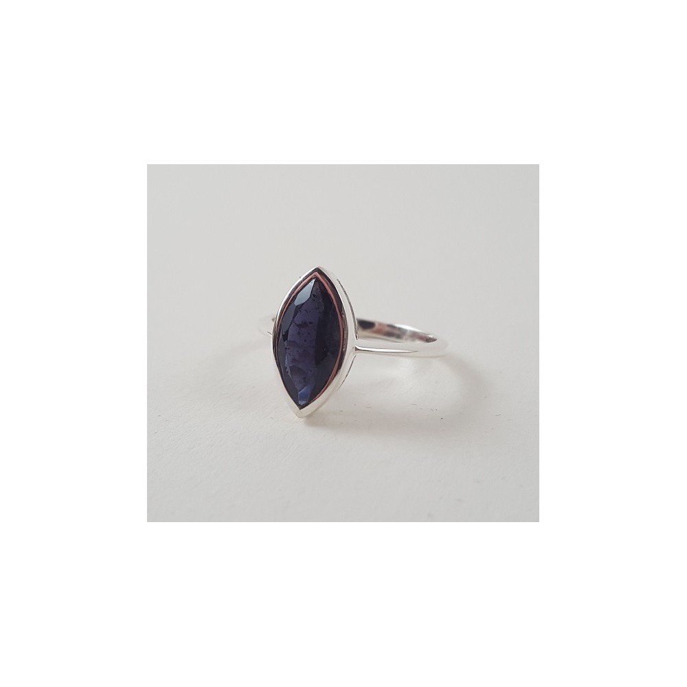 Silver ring set with Marquise Iolite 16.5 mm