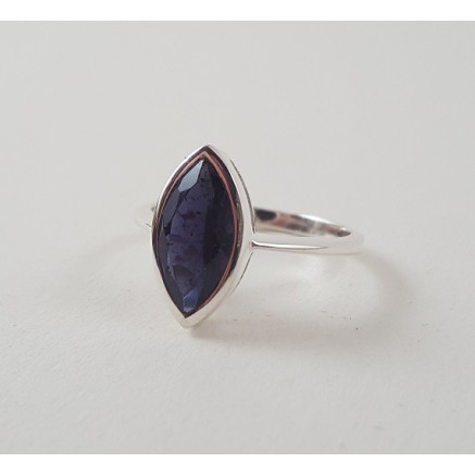 Silver ring set with Marquise Iolite 16.5 mm