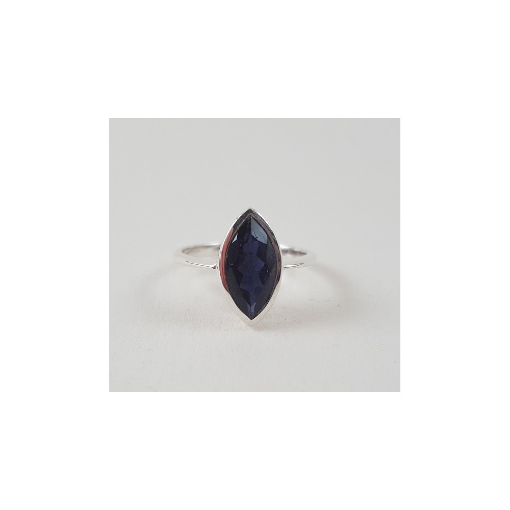 Silver ring set with Marquise Iolite 16.5 mm