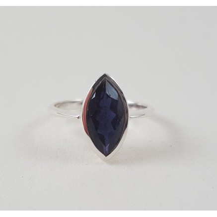 Silver ring set with Marquise Iolite 16.5 mm