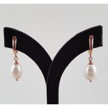 Rosé gilt earrings with freshwater pearl