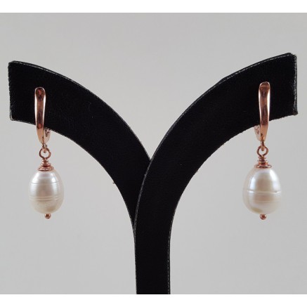 Rosé gilt earrings with freshwater pearl