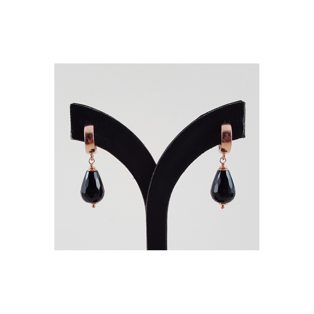 Earrings / Creoles with black Onyx Briolet