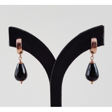 Earrings / Creoles with black Onyx Briolet