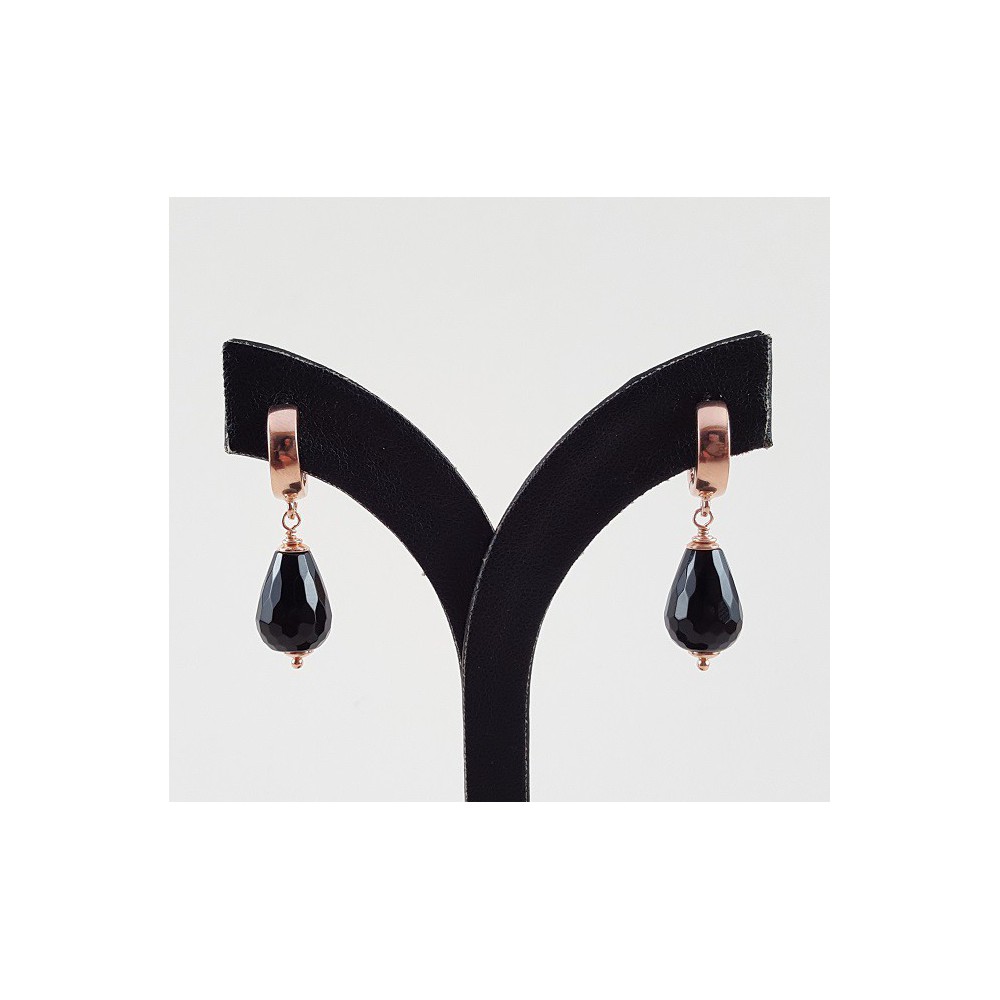 Earrings / Creoles with black Onyx Briolet