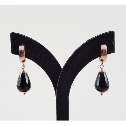 Earrings / Creoles with black Onyx Briolet