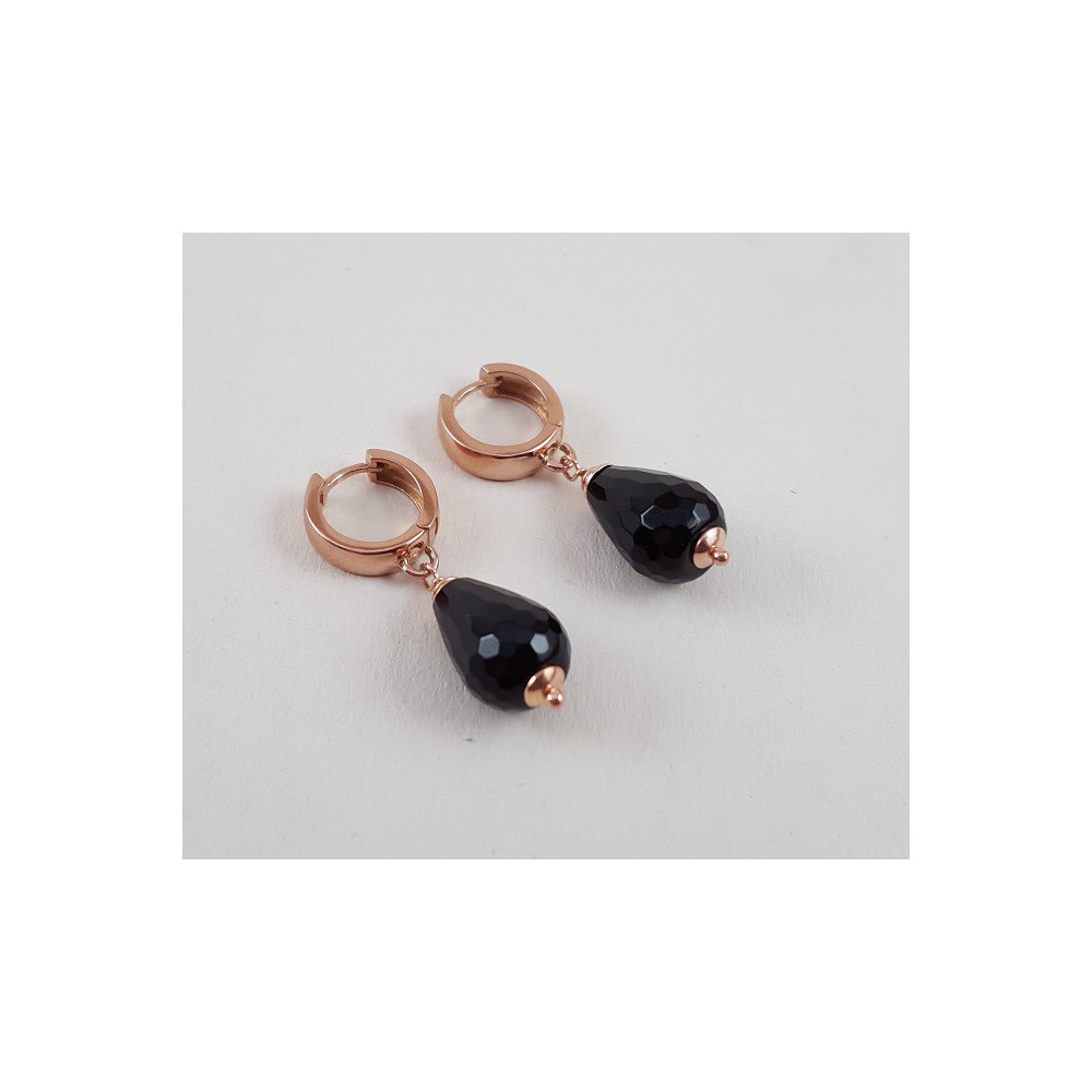 Earrings / Creoles with black Onyx Briolet