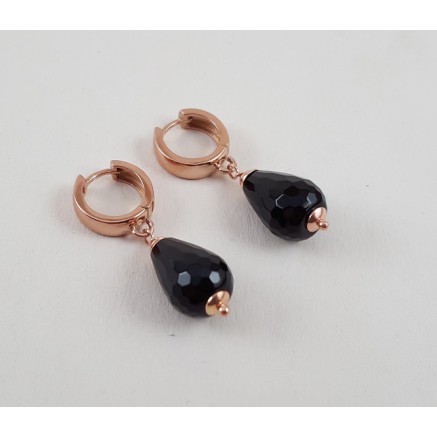 Earrings / Creoles with black Onyx Briolet