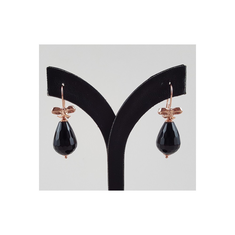 Earrings with black onyx briolet