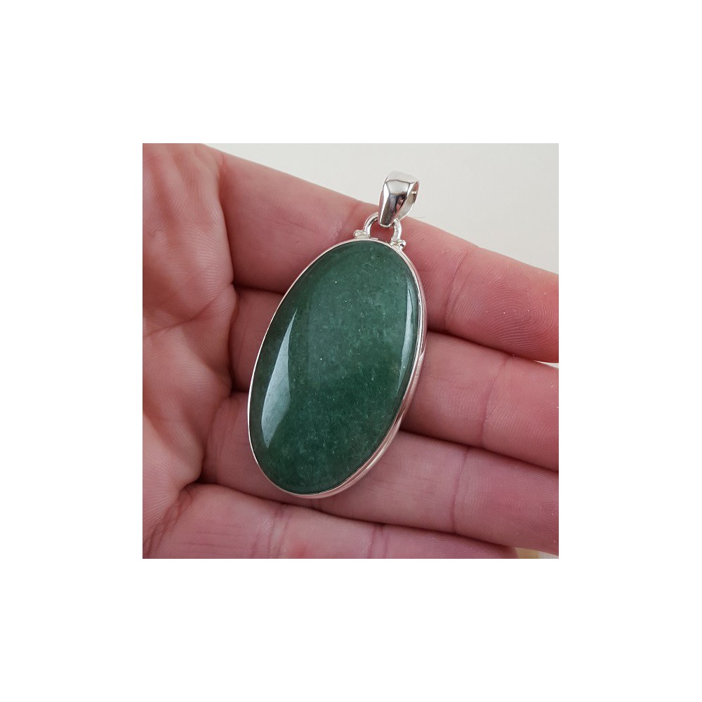 Silver pendant set with large oval Aventurine