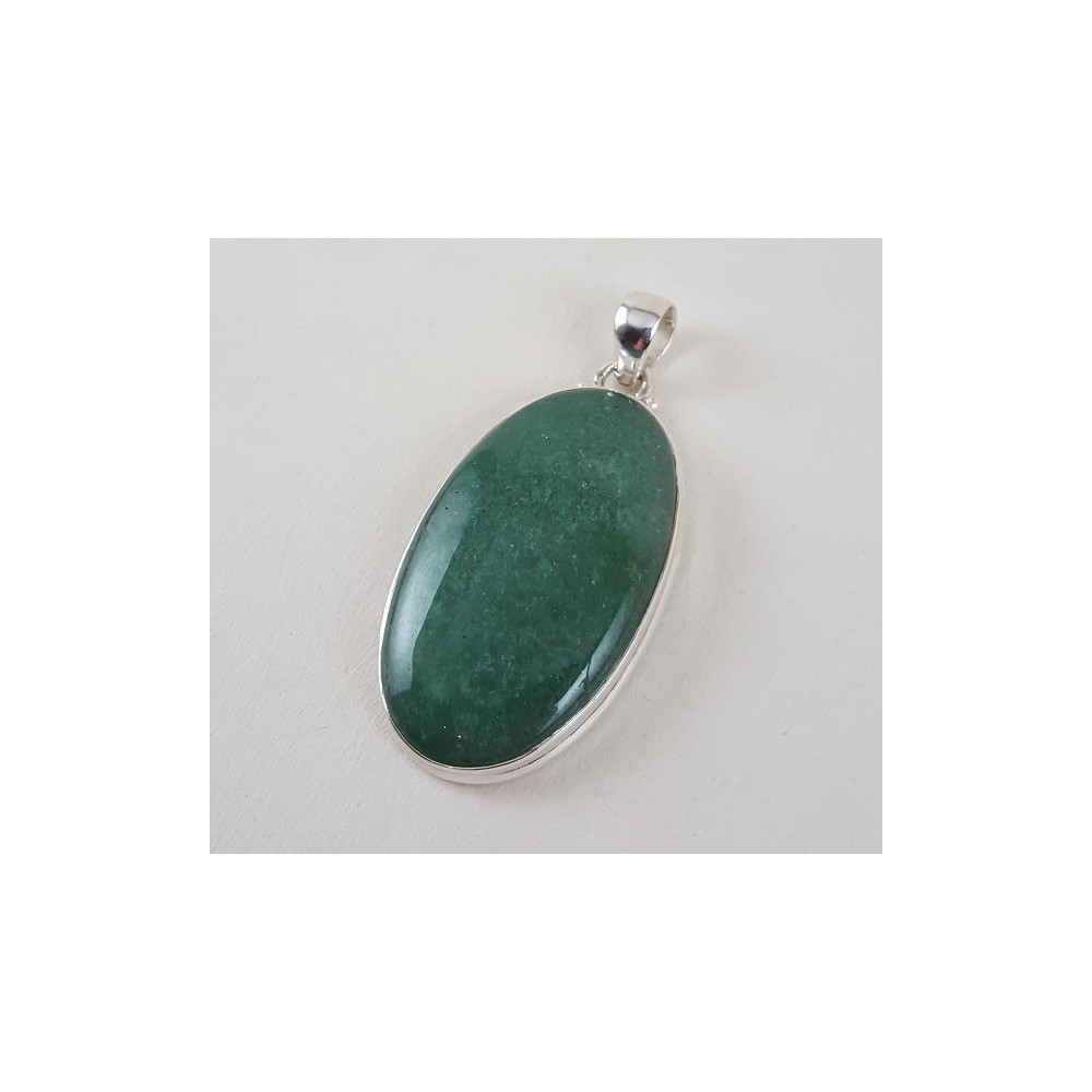 Silver pendant set with large oval Aventurine