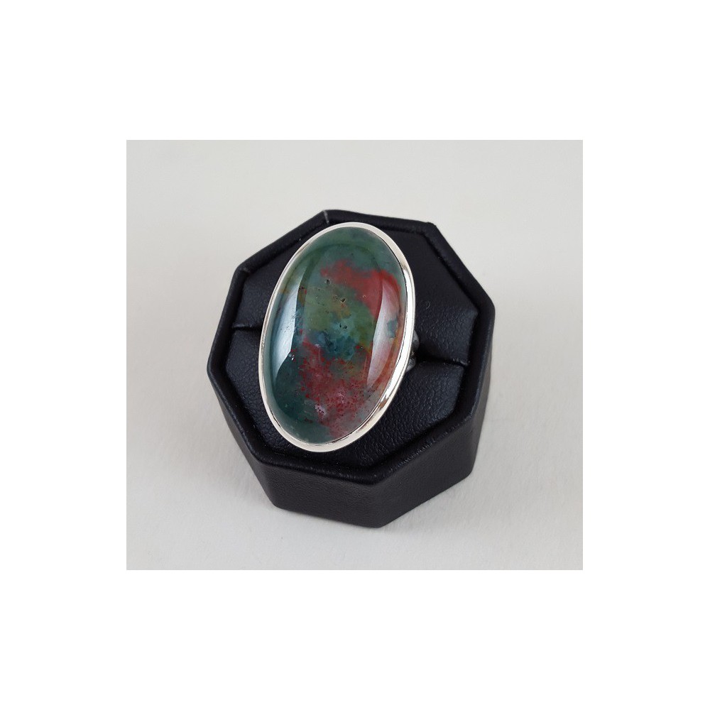 Silver ring set with oval bloodstone 16.5 mm