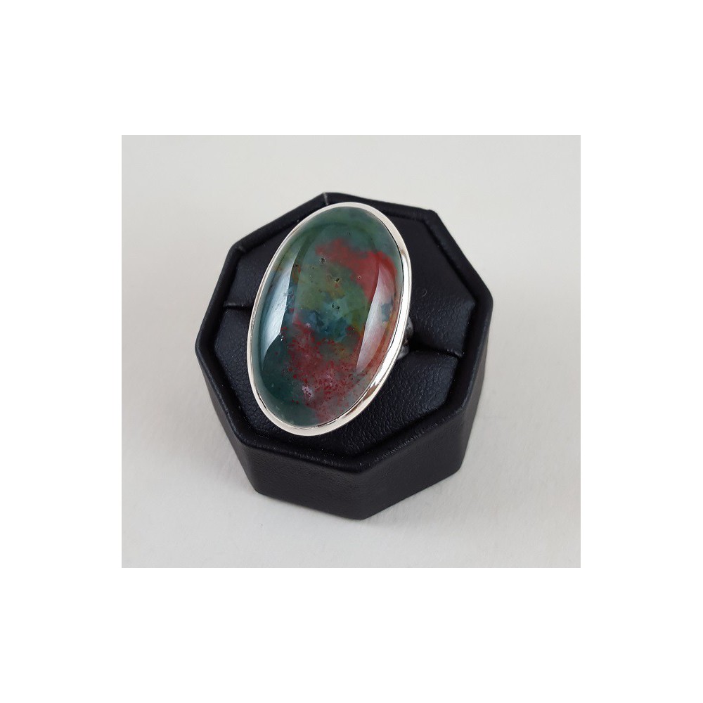 Silver ring set with oval bloodstone 16.5 mm