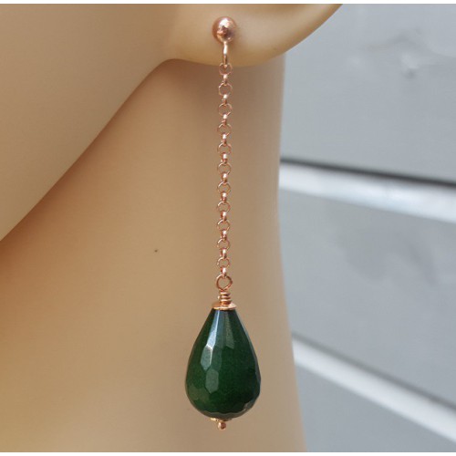 Ohrringe mit Emerald Green Jade Briolett