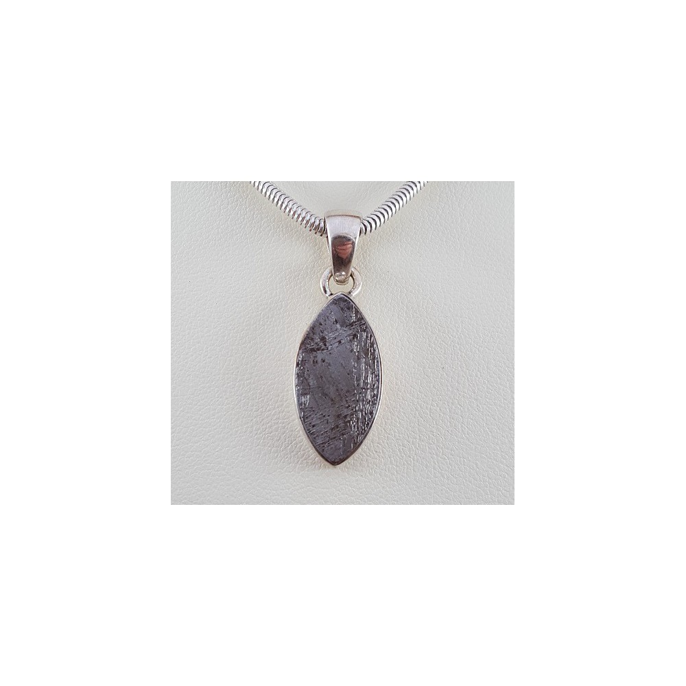 Silver pendant set with Marquise Gibeon Meteorite