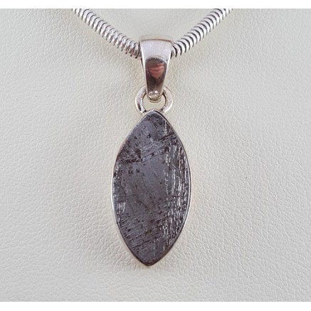 Silver pendant set with Marquise Gibeon Meteorite