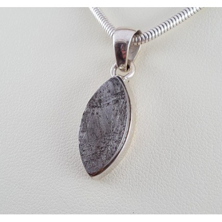 Silver pendant set with Marquise Gibeon Meteorite