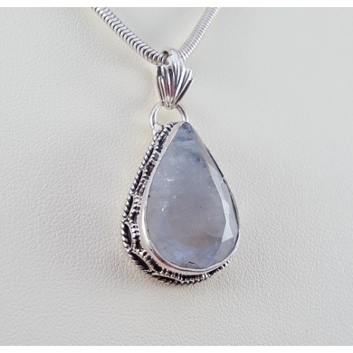 Silver pendant Facet Moonstone Put in edited setting