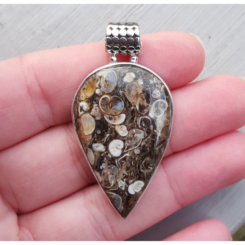 Silver pendant set with drop -shaped Turitalla Agate