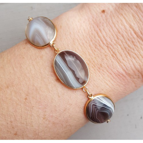 Rosé vergoldetes Armband Set mit Botswana -Achat