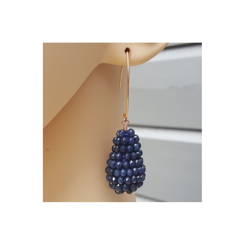 Earrings with a drop of Sapphire Blue Jade