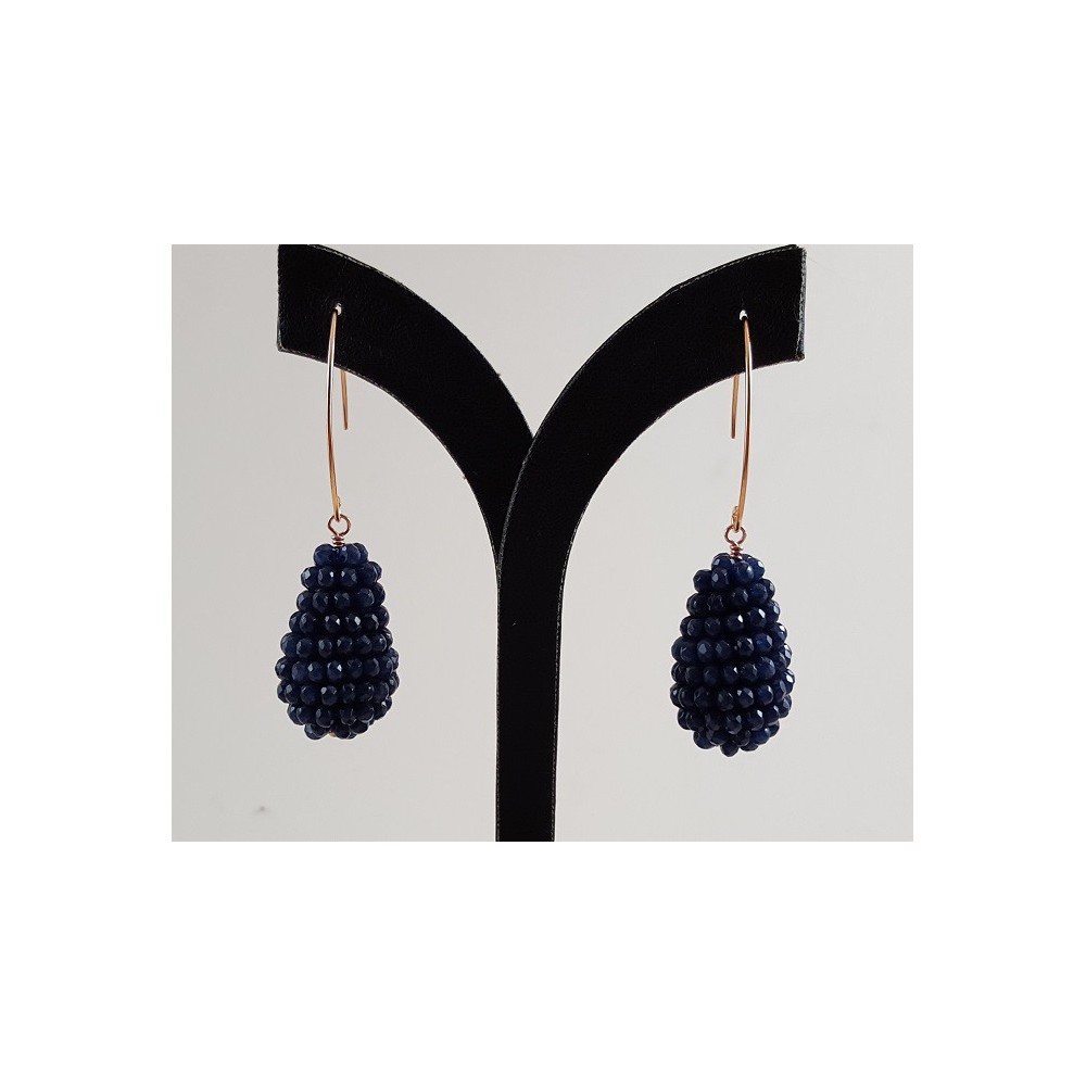 Earrings with a drop of Sapphire Blue Jade