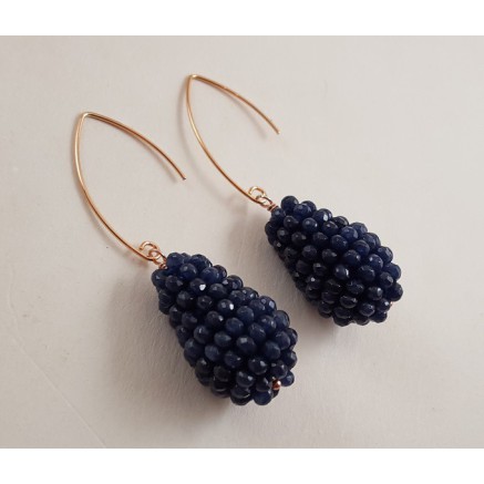 Earrings with a drop of Sapphire Blue Jade