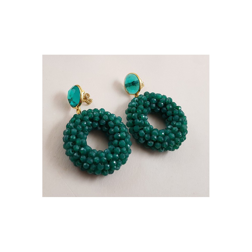 Gold -in earrings Apatite Quartz and Ring of Green Onyxen