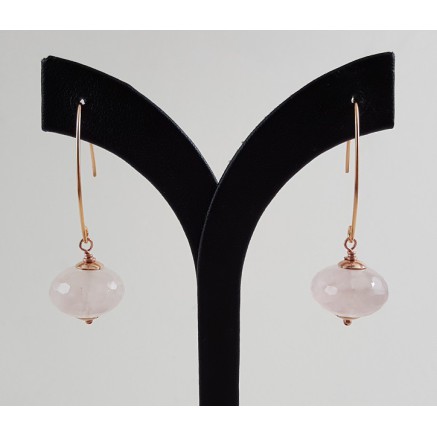 Earrings with large rose quartz Rondelle