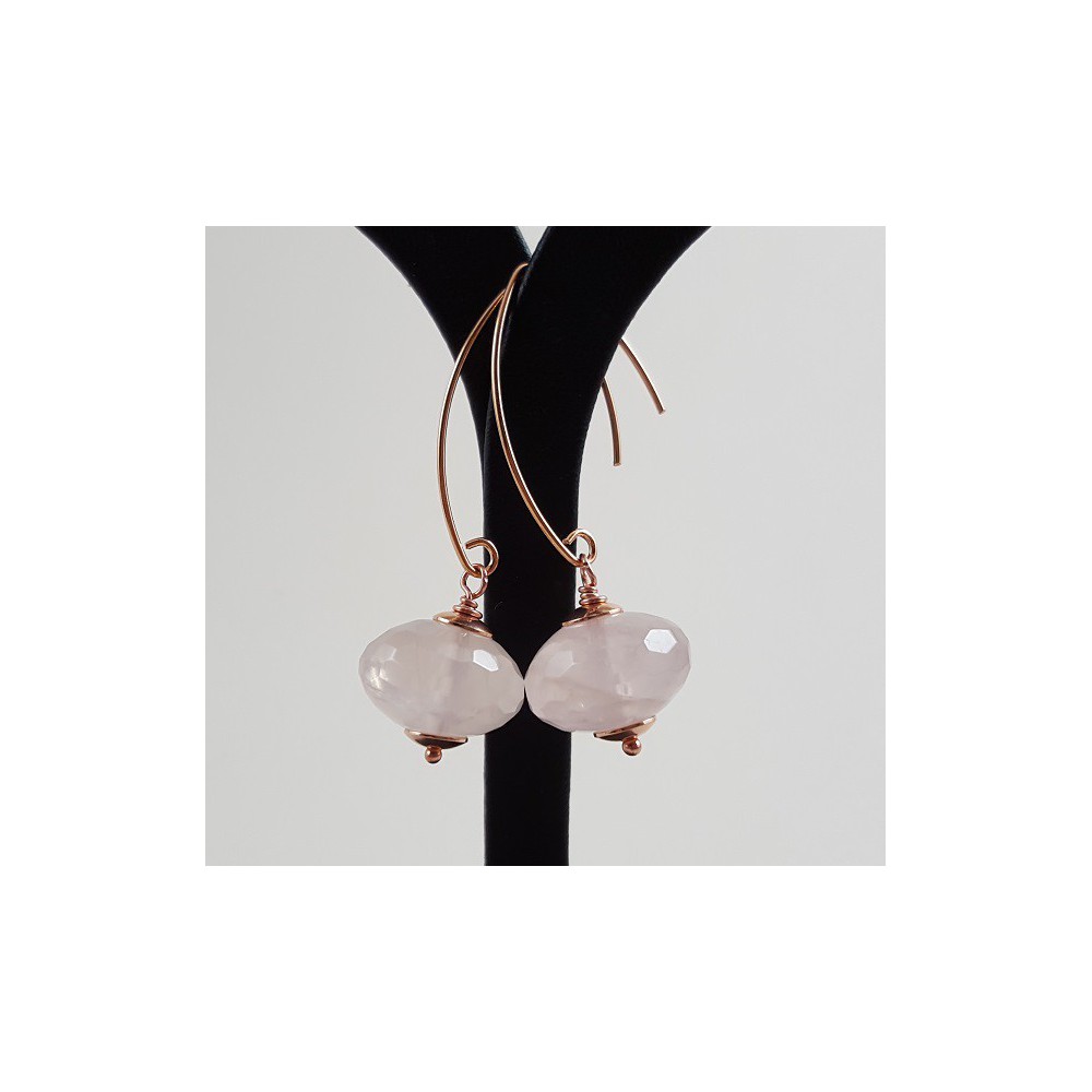 Earrings with large rose quartz Rondelle