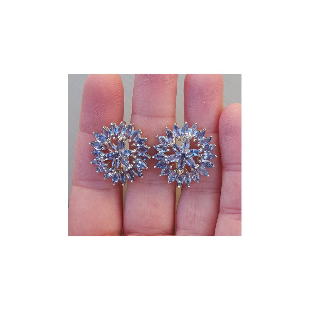 Silver earrings set with Marquise sharpened Tanzaniet