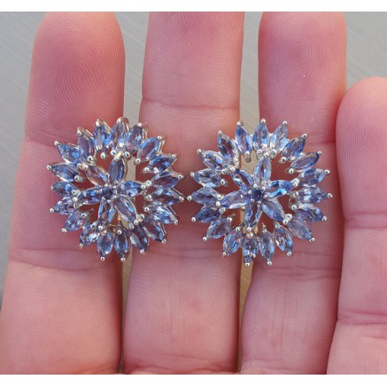 Silver earrings set with Marquise sharpened Tanzaniet