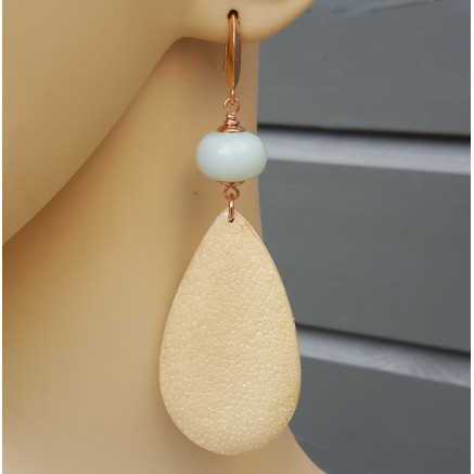 Earrings with a drop of rays and Amazonite