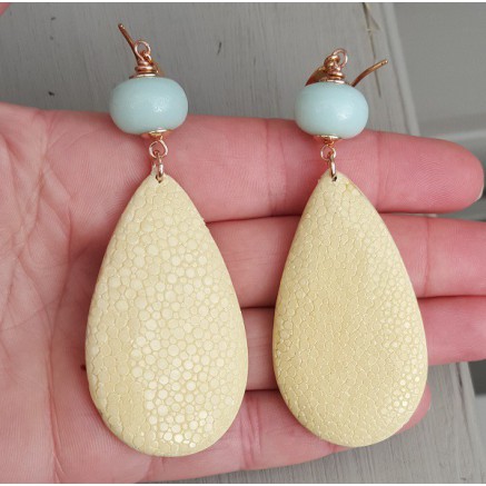 Earrings with a drop of rays and Amazonite