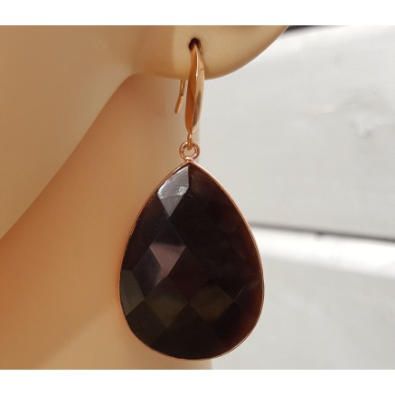 Rosé gilt earrings with large black onyx