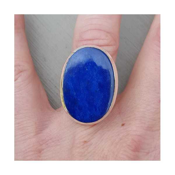 Zilveren ring gezet met ovale cabochon Lapis Lazuli 16.5 mm
