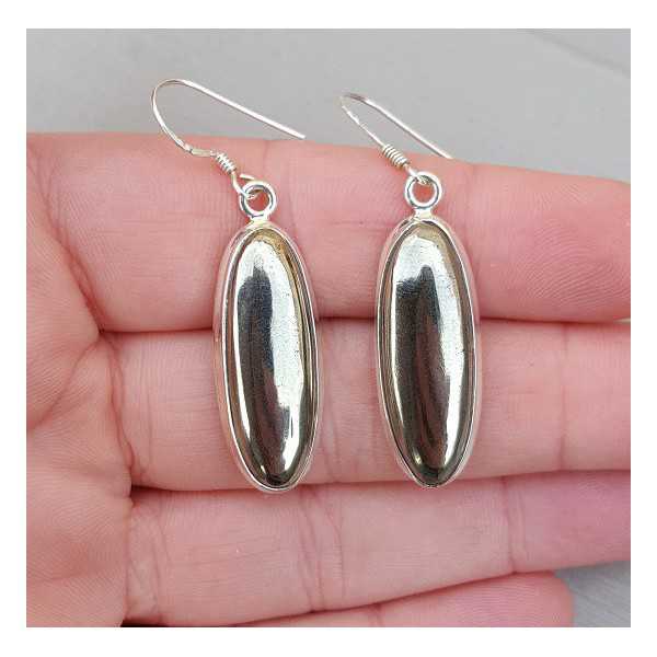 Silver earrings with oval golden Hematite