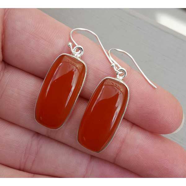 Silver earrings with rectangular Carnelian