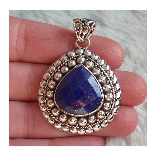 Silver pendant drop shape faceted Lapis in any setting 